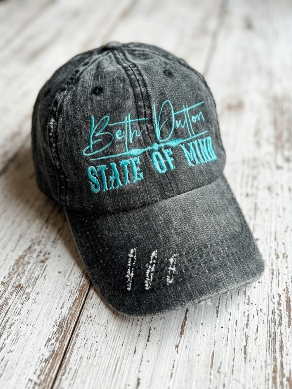 Yellowstone Beth Dutton State of Mind Distressed Ponytail Trucker Hat Cap Black